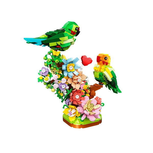 Lovely Building Bricks Cartoon Animals Parrot Figures Nanobricks Love Bird Mini Block Educational Toy With Light For Kids Gifts