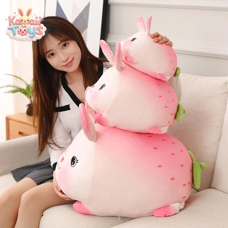 Adorable Pink Strawberry Rabbit Plush-Toys Soft Bunny Doll