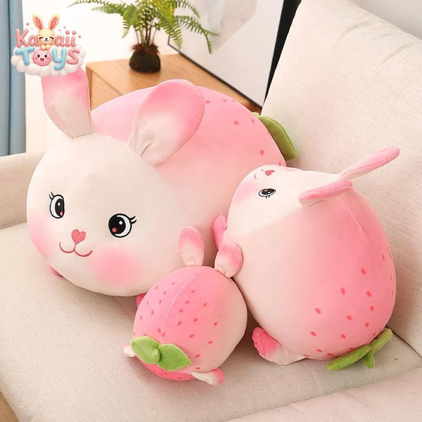 Adorable Pink Strawberry Rabbit Plush-Toys Soft Bunny Doll