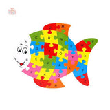 10 26-Letter Animal Puzzle Cartoon Children's Jigsaw Puzzle Wooden Toys Fish Kawaii Toys