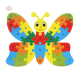 10 26-Letter Animal Puzzle Cartoon Children's Jigsaw Puzzle Wooden Toys Butterfly Kawaii Toys