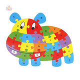 10 26-Letter Animal Puzzle Cartoon Children's Jigsaw Puzzle Wooden Toys Hippo Kawaii Toys