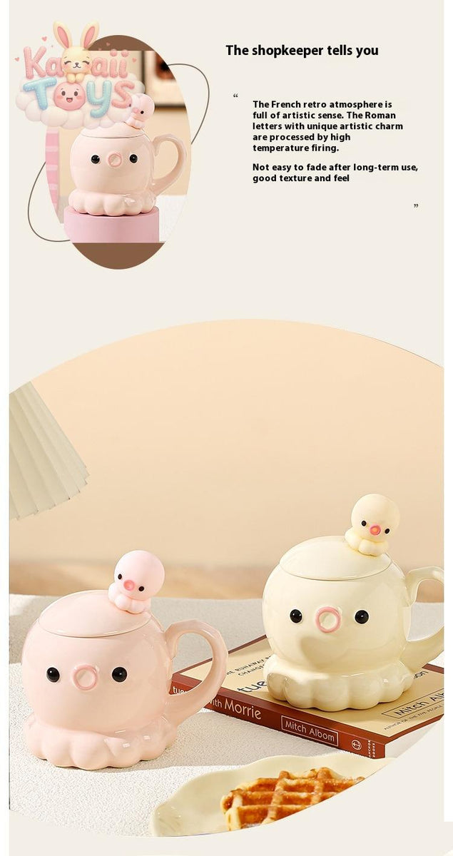 Jellyfish Mug Ceramic Cup Coffee Cup With Cover Spoon Kitchen Gadgets Kawaii Toys