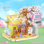 Creative Japan City Street View Mini Block Railway Cherry Blossom Building Brick Figures Sakura Streetscape Toys For Kids Gift