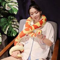 Giant Cartoon Snake Plush Toy – Soft and Huggable Python Plushie Kawaii Toys