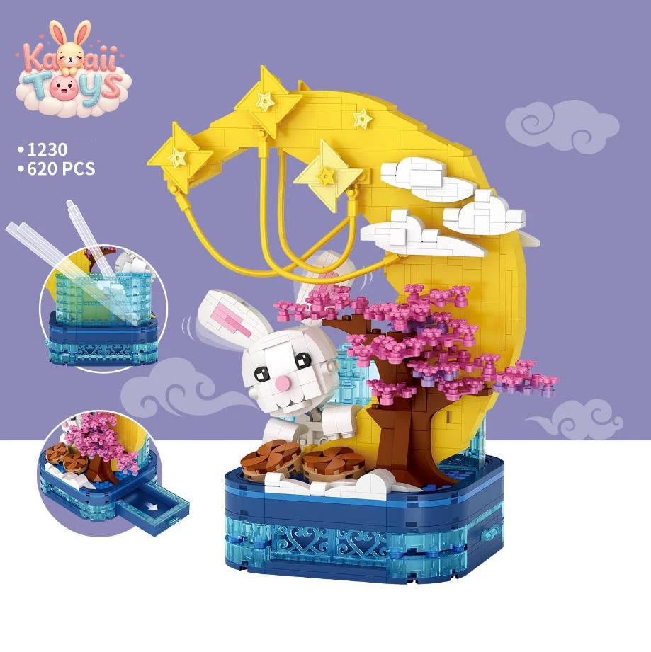 Moon Rabbit Mini Block Pen Container Toy