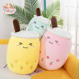 Kawaii Fruit Drink Plush Stuffed Soft Pink Strawberry Milk Tea Plush LKCOMO No977 Store