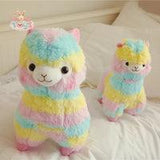 Rainbow Alpaca Plush Toy Japanese Soft Plush Alpacasso Stuffed Toy Multicolor Kawaii Toys