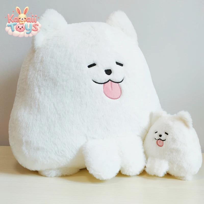 White Samoyed Puppy Plush Pillow for Home Gifts