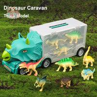 Children's Dinosaur Engineering Vehicle Fleet – Triceratops Transport Vehicle Toy Kawaii Toys