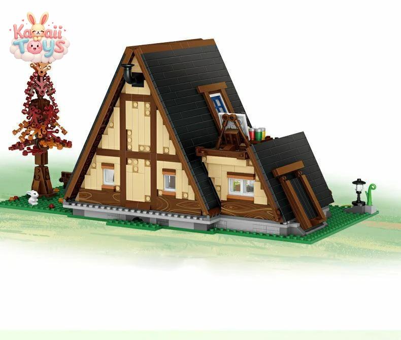 Creative City Street View Mini Block Triangle Cabin House Construction Building Bricks Figures Streetscape Toys For Kids Gifts