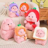 Vegetables Hat Pig Plush Simulation Pig With Bread Carrot Eggplant Pumpkin Stuffed Toy Kawaii Toys