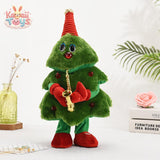 Plush Electric Dancing Singing Toy Saxophone Christmas Tree 40cm Kawaii Toys