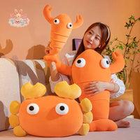 Cartoon Big Eyes Crab & Lobster Plush Toys Underwater Animal Cute Plushie Kawaii Toys