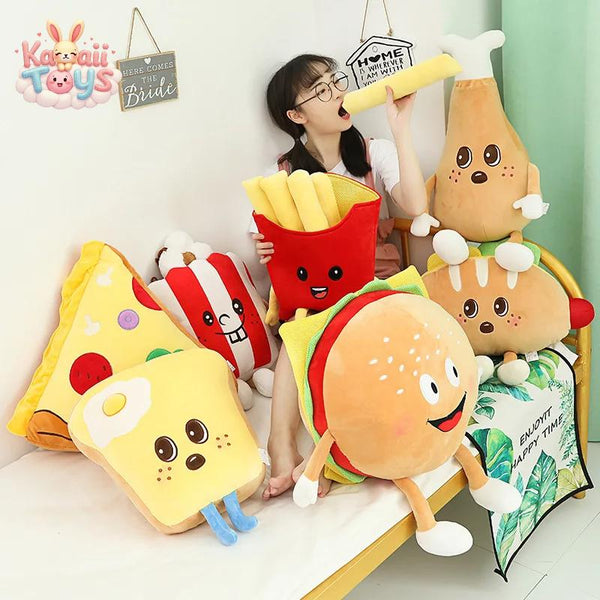 Kawaii Fast Food Throw Pillow – A Tasty Twist to Cuteness! PUNIDAMAN Qmore Store