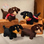 Simulated Dachshund Puppy Dressed Red Scarf Plush Toy Brown Black Long Body Dog Kawaii Toys