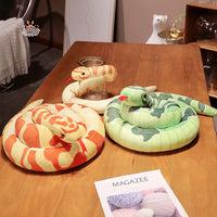 Giant Cartoon Snake Plush Toy – Soft and Huggable Python Plushie Kawaii Toys