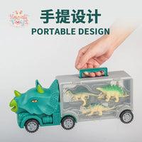 Children's Dinosaur Engineering Vehicle Fleet – Triceratops Transport Vehicle Toy Kawaii Toys