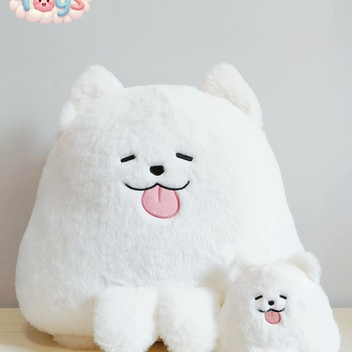 White Samoyed Puppy Plush Pillow for Home Gifts