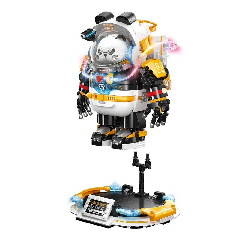 Idea Space Mech Mini Block China Panda Mecha Model Building Bricks Construction Model Toys With Light Collection For Kids Gifts