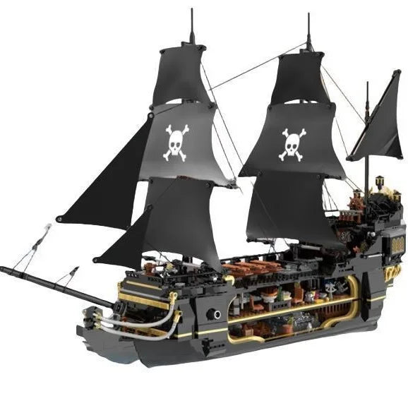 Idea Caribbean Dark Mirage Ship Mini Block Vehicle Construction Building Bricks Model Educational Toys Collection With Light