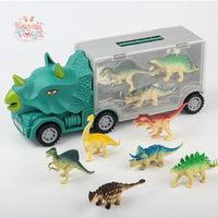 Children's Dinosaur Engineering Vehicle Fleet – Triceratops Transport Vehicle Toy Kawaii Toys