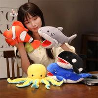 Crocodile Shark Killer Whale Plush Hand Puppets Fish Penguin Octopus Kawaii Toys