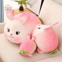 Lovely Pink Strawberry Rabbit Plush Toy Soft Cartoon Bunny Animal Kawaii Toys