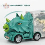 Children's Dinosaur Engineering Vehicle Fleet – Triceratops Transport Vehicle Toy Kawaii Toys