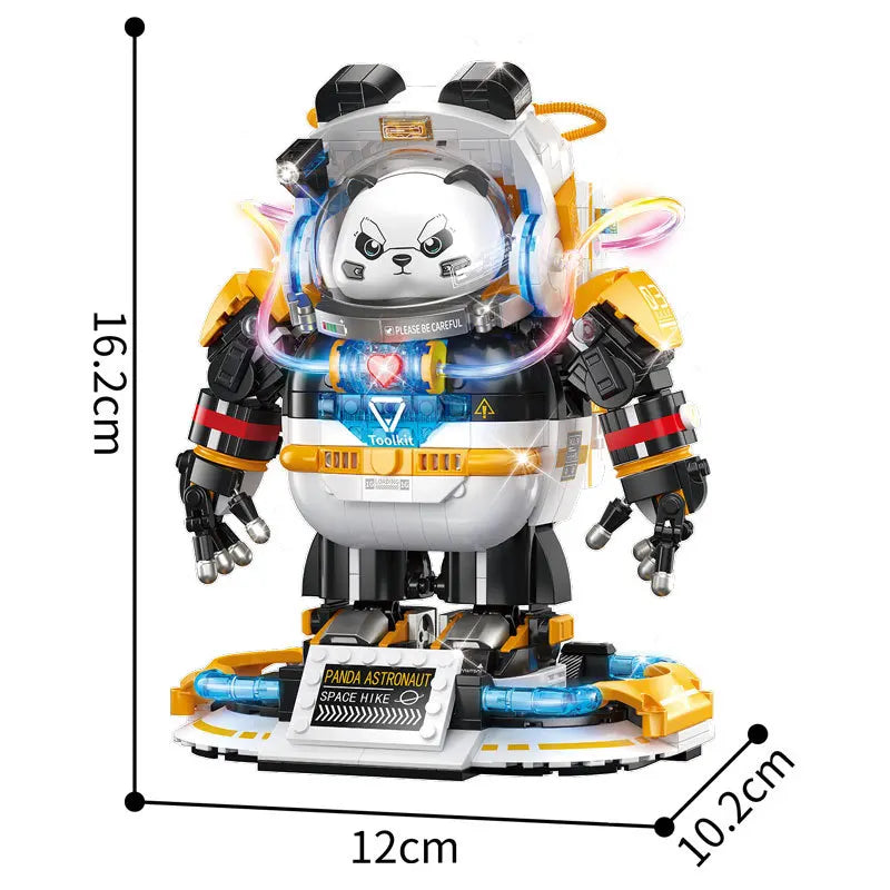 Idea Space Mech Mini Block China Panda Mecha Model Building Bricks Construction Model Toys With Light Collection For Kids Gifts