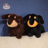 Simulated Dachshund Puppy Dressed Red Scarf Plush Toy Brown Black Long Body Dog Kawaii Toys