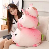 Lovely Pink Strawberry Rabbit Plush Toy Soft Cartoon Bunny Animal Kawaii Toys