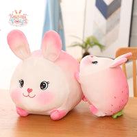 Lovely Pink Strawberry Rabbit Plush Toy Soft Cartoon Bunny Animal Kawaii Toys