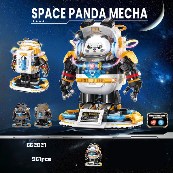 Idea Space Mech Mini Block China Panda Mecha Model Building Bricks Construction Model Toys With Light Collection For Kids Gifts