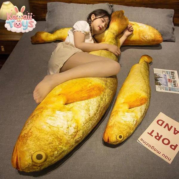 Kawaii Giant Yellow Fish Plush Toy Stuffed Lifelike Cartoon Animal Gold Fish Pillow 130cm Kawaii Toys