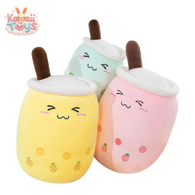 Kawaii Fruit Drink Plush Stuffed Soft Pink Strawberry Milk Tea Plush LKCOMO No977 Store