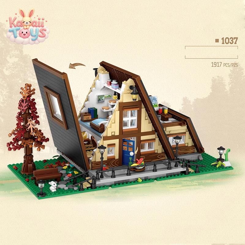 Creative City Street View Mini Block Triangle Cabin House Construction Building Bricks Figures Streetscape Toys For Kids Gifts