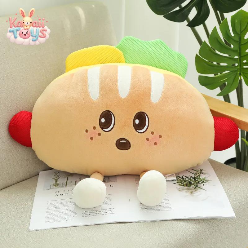 Kawaii Fast Food Throw Pillow – A Tasty Twist to Cuteness! Hot dogs PUNIDAMAN Qmore Store