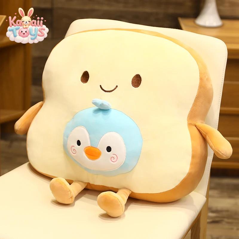 Adorable Toast Sliced Bread Pillow with Cute Expressions