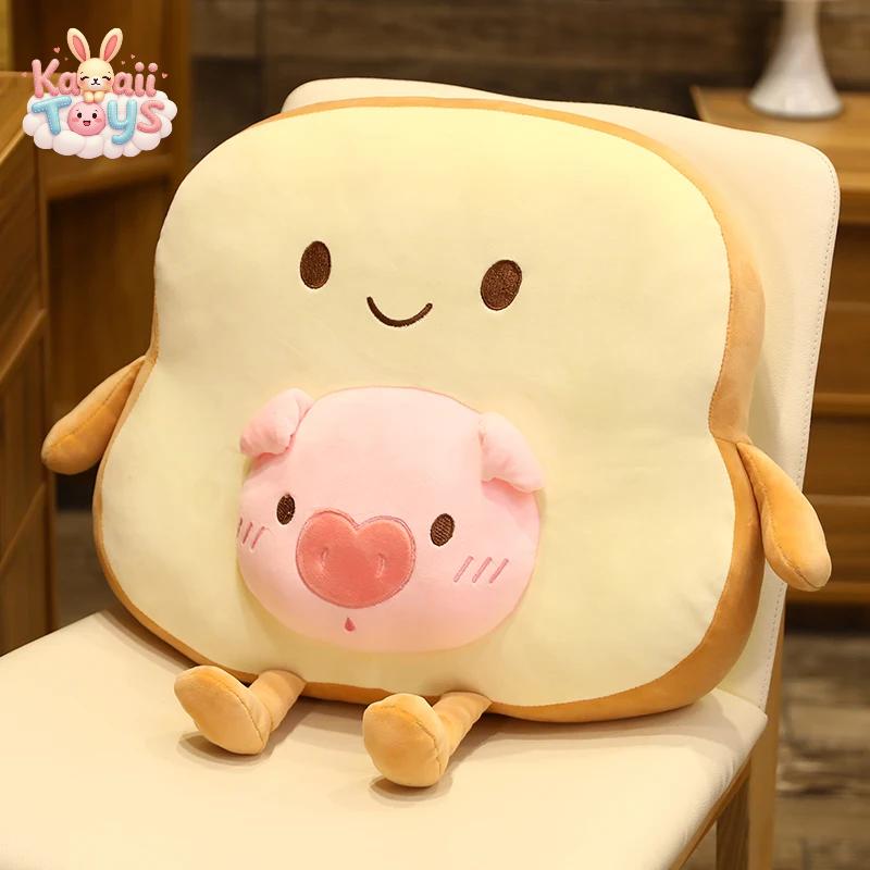 Adorable Toast Sliced Bread Pillow with Cute Expressions