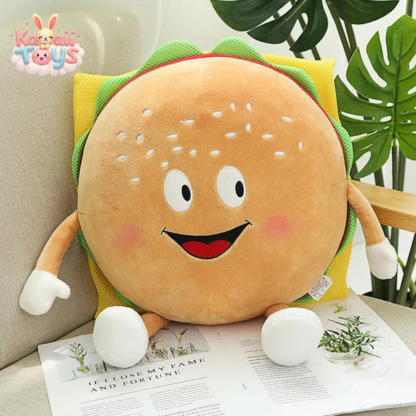 Kawaii Fast Food Throw Pillow – A Tasty Twist to Cuteness! Hamburger PUNIDAMAN Qmore Store