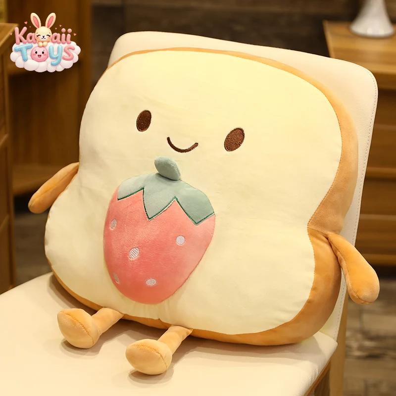 Adorable Toast Sliced Bread Pillow with Cute Expressions