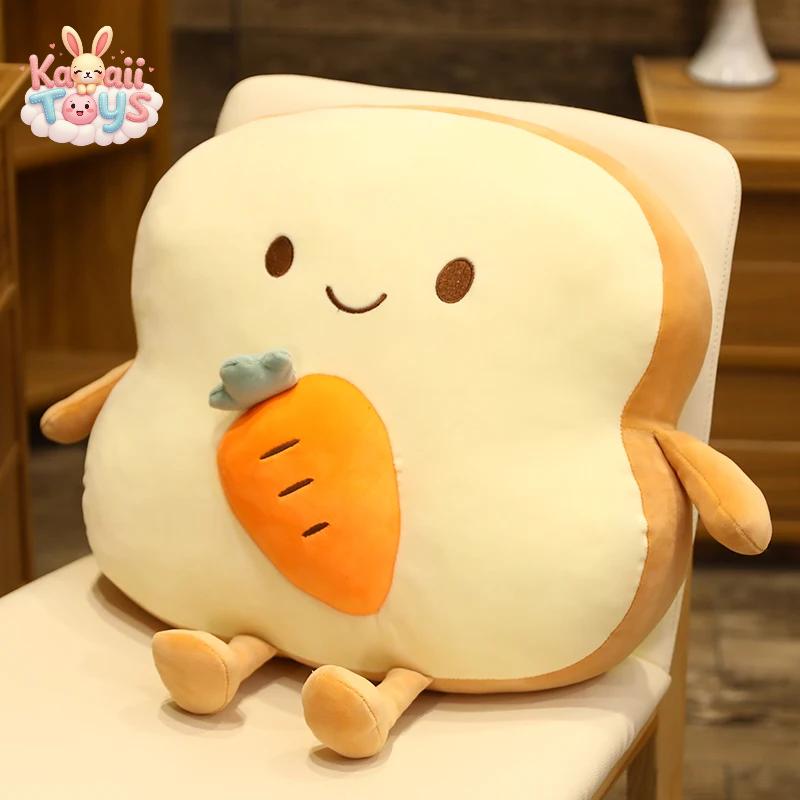 Adorable Toast Sliced Bread Pillow with Cute Expressions