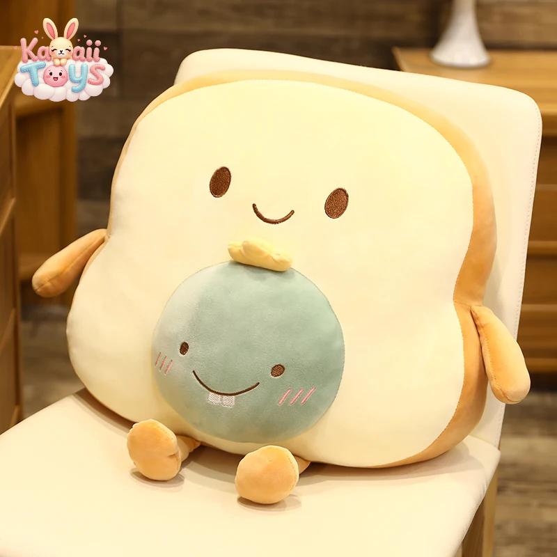 Adorable Toast Sliced Bread Pillow with Cute Expressions