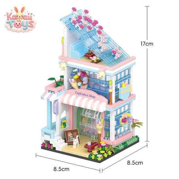 Creative City Streetscape Mini Block Cupcake Shop Music Bar Florist Toy