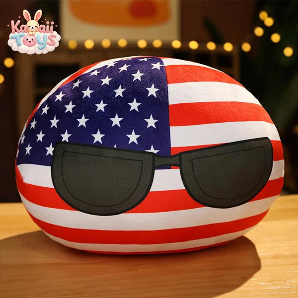 Country Ball Toys Plush USA FRANCE RUSSIA UK JAPAN GERMANY ITALY Decor America sunglasses 10cm Kawaii Toys