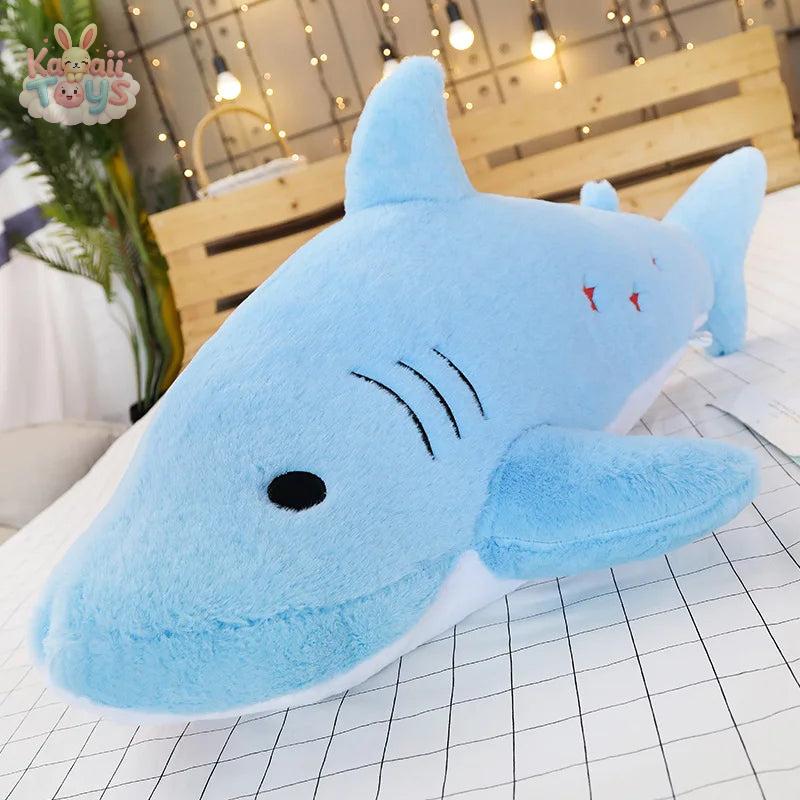 Giant Fuzzy Shark Plush – Your Ultimate Snuggle Buddy Blue Kawaii Toys