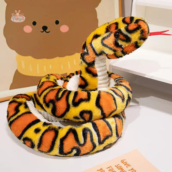 Cartoon Colorful Snake Plush Toy – A Whimsical Companion for All Ages Brown Kawaii Toys