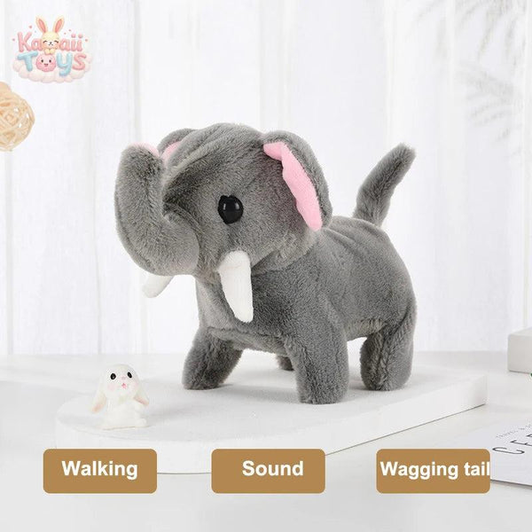 Electronic Plush Pet with Sound – The Cutest Walking Elephant Toy Gray Kawaii Toys