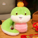 Chinese New Year Persimmon Snake Plush – Festive Python Mascot for Gifts Green 25cm Kawaii Toys